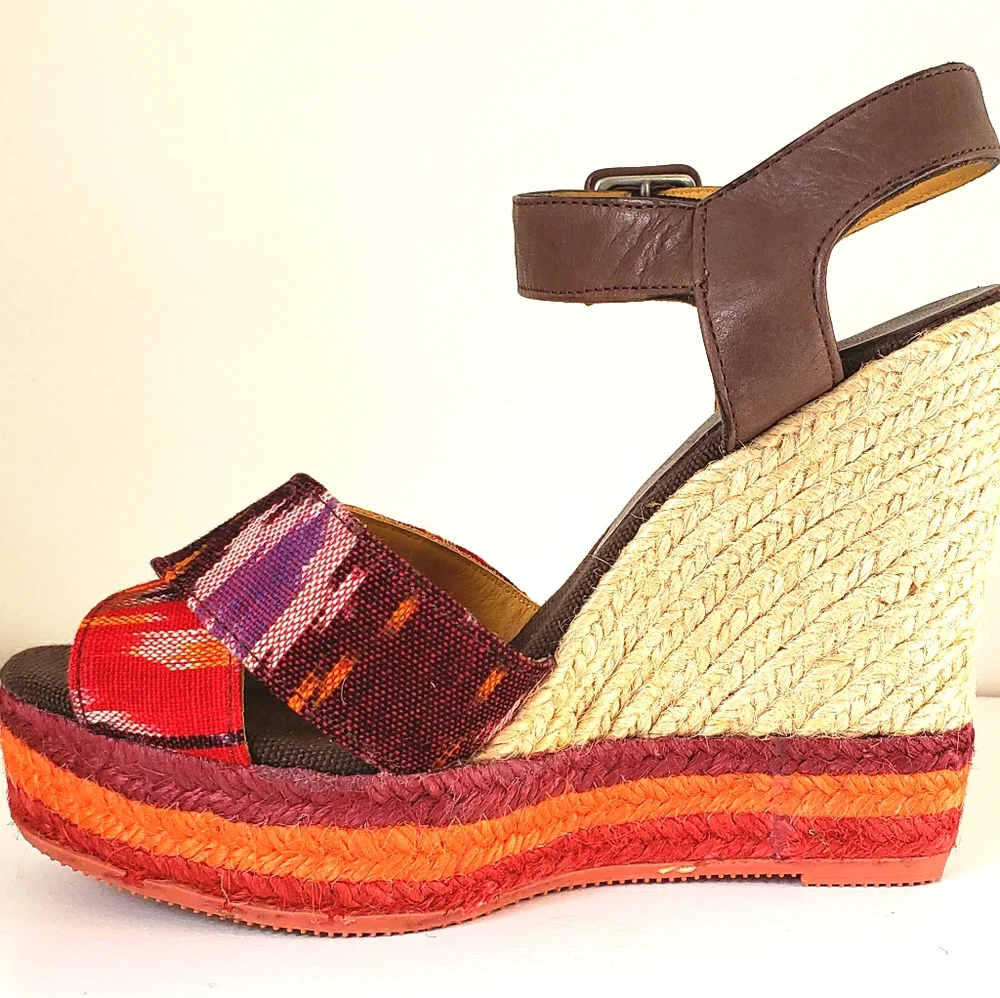 Betty Muller Red Espadrilles Wedges 6 NWOT